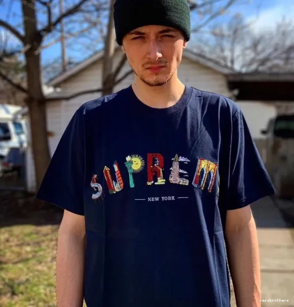 and T-shirt L White Black S Rainbow Arc 19SS Tee Embroidery City City Short Logo Arc sleeved XL M 0716